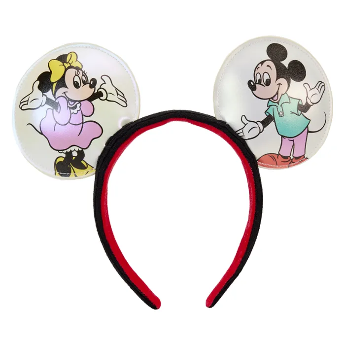 Disney100 Mickey and Friends Classic AllOver Print Iridescent Mini Backpack With Ear Headband Unisex Loungefly Backpacks Disney100 Mickey and Friends Classic AllOver Print Iridescent Mini Backpack With Ear Headband Unisex Loungefly Backpacks