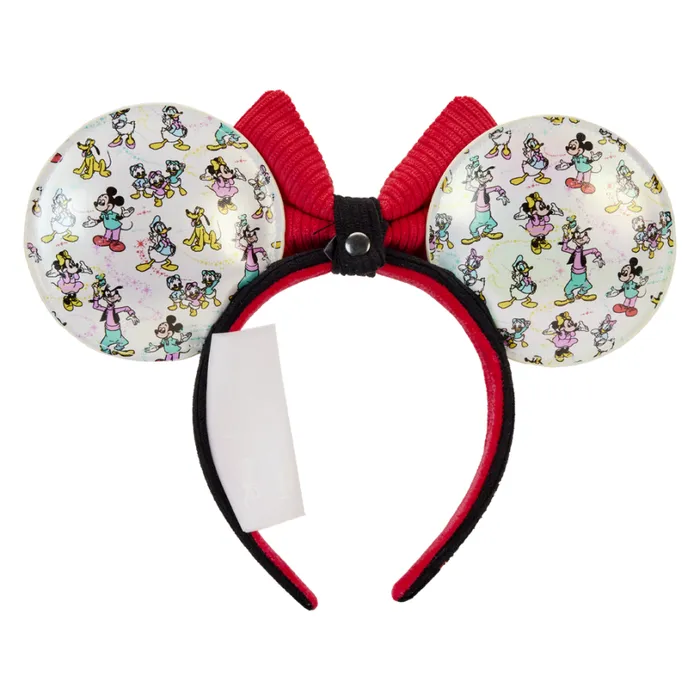 Disney100 Mickey and Friends Classic AllOver Print Iridescent Mini Backpack With Ear Headband Unisex Loungefly Backpacks Disney100 Mickey and Friends Classic AllOver Print Iridescent Mini Backpack With Ear Headband Unisex Loungefly Backpacks