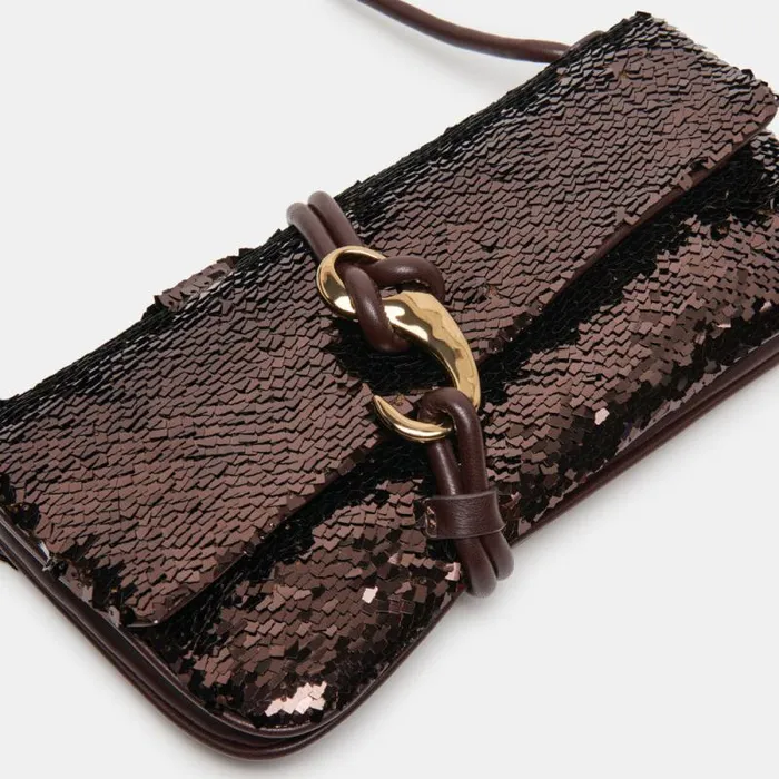 Dolce Vita Alice Shoulder Bag Brown Sequin Stella Women Handbags
