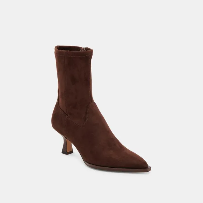 Dolce Vita Arya Wide Calf Boots Dk Brown Stella Suede Women Boots and Booties