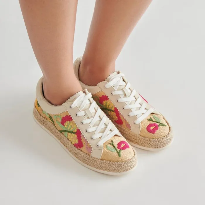 Dolce Vita Azalia Sneakers Floral Multi Raffia Women Sneakers