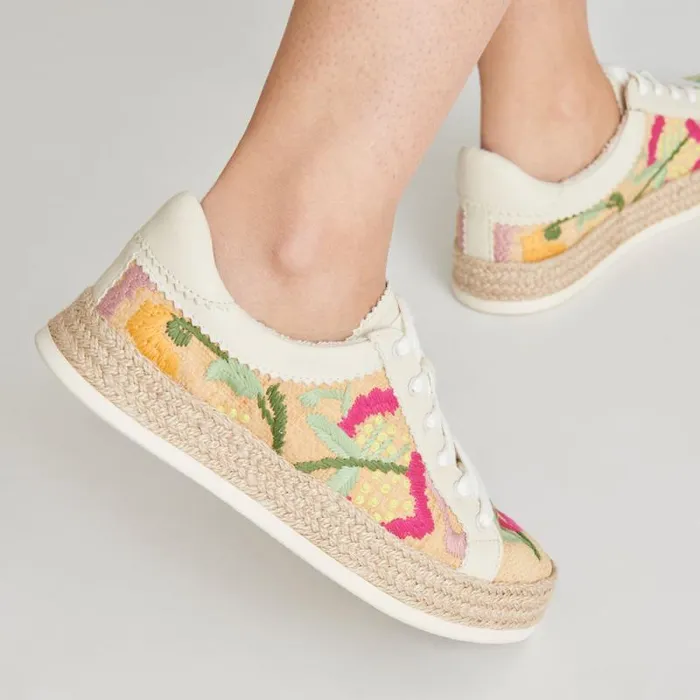 Dolce Vita Azalia Sneakers Floral Multi Raffia Women Sneakers