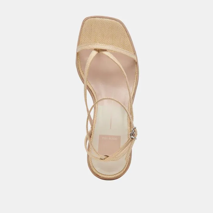 Dolce Vita Banita Wide Sandals Lt Natural Raffia Women Sandals