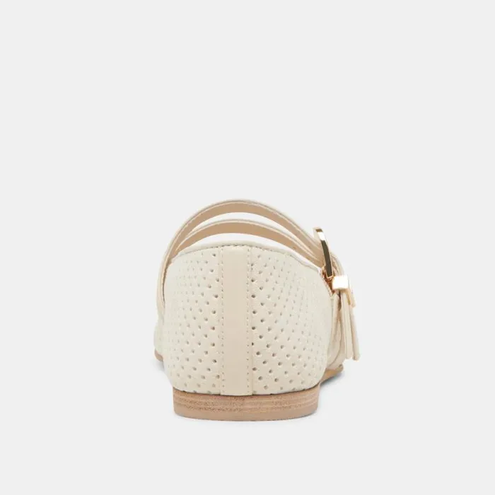 Dolce Vita Baylee Ballet Flats Bone Perforated Suede Women Flats and Loafers