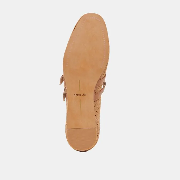 Dolce Vita Baylee Ballet Flats Pecan Perforated Suede Women Flats and Loafers
