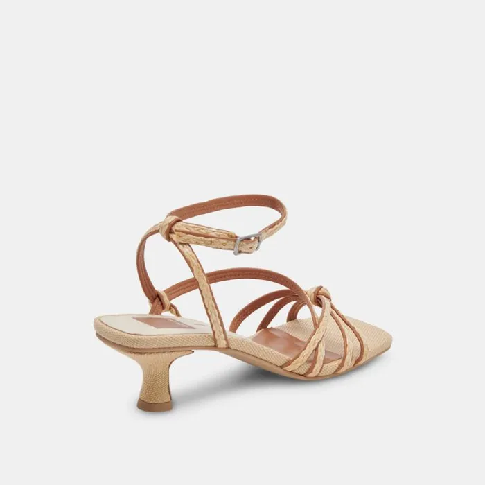 Dolce Vita Bev Braid Wide Heels Brown Natural Jute Women Heels