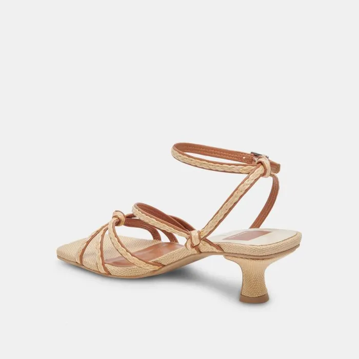 Dolce Vita Bev Braid Wide Heels Brown Natural Jute Women Heels