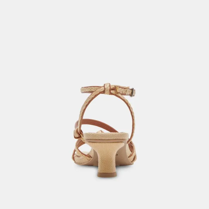 Dolce Vita Bev Braid Wide Heels Brown Natural Jute Women Heels
