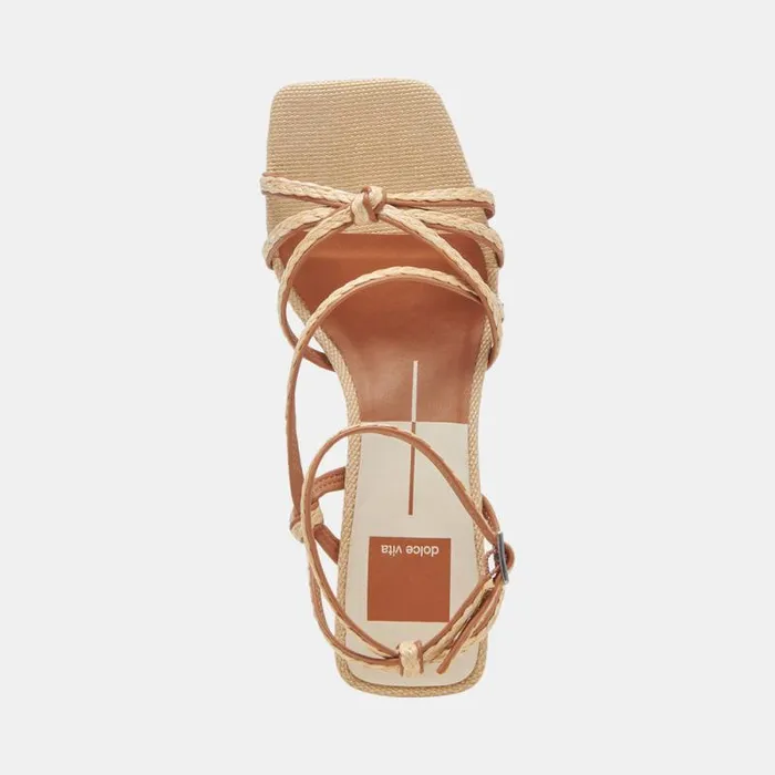 Dolce Vita Bev Braid Wide Heels Brown Natural Jute Women Heels