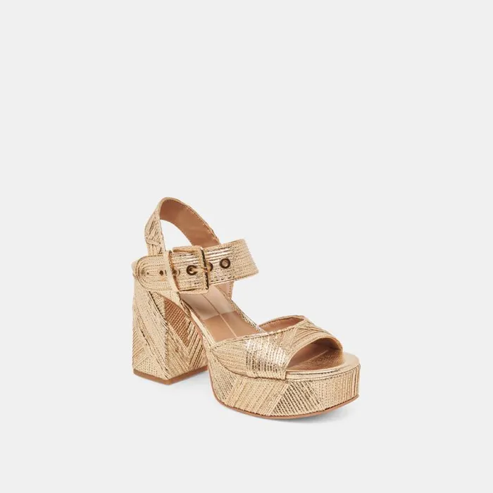 Dolce Vita Bobby Deco Heels Gold Woven Stella Women Heels