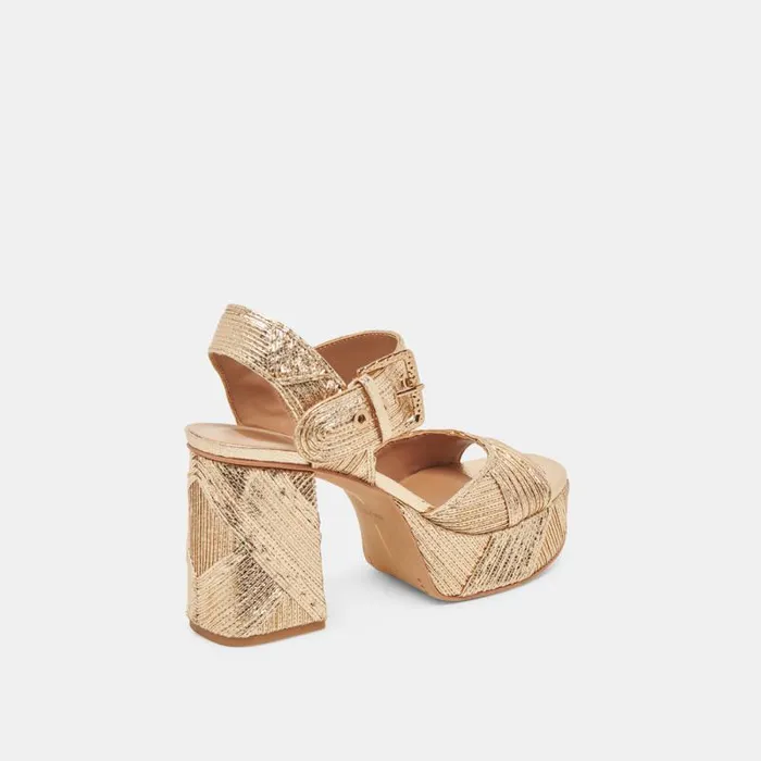Dolce Vita Bobby Deco Heels Gold Woven Stella Women Heels