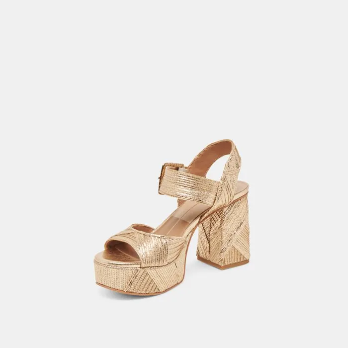 Dolce Vita Bobby Deco Heels Gold Woven Stella Women Heels