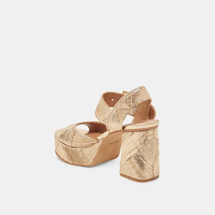 Dolce Vita Bobby Deco Heels Gold Woven Stella Women Heels