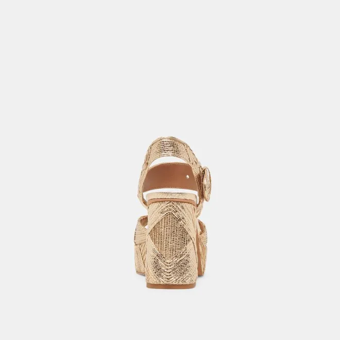 Dolce Vita Bobby Deco Heels Gold Woven Stella Women Heels