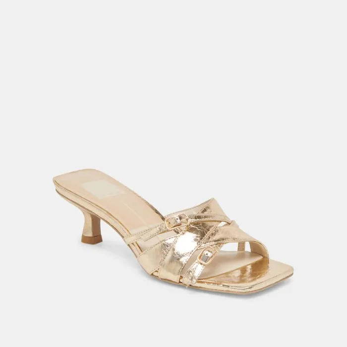 Dolce Vita Bryant Heels Gold Distressed Leather Women Heels