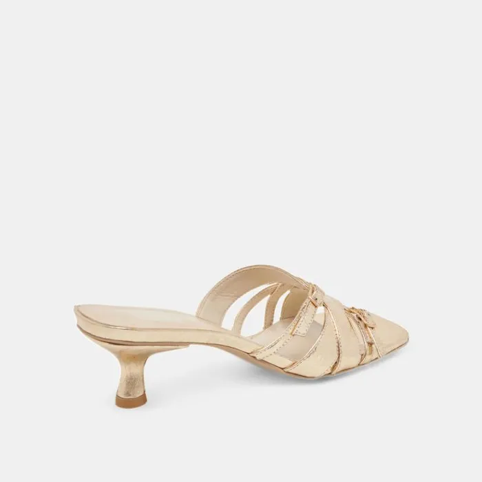 Dolce Vita Bryant Heels Gold Distressed Leather Women Heels