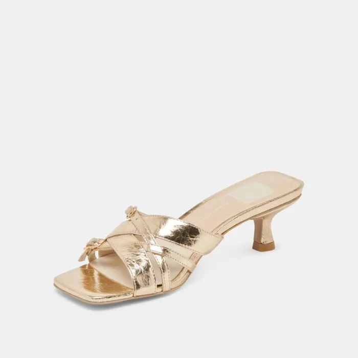 Dolce Vita Bryant Heels Gold Distressed Leather Women Heels