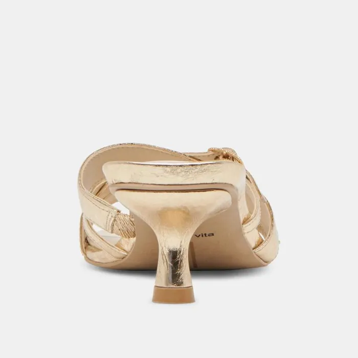 Dolce Vita Bryant Heels Gold Distressed Leather Women Heels