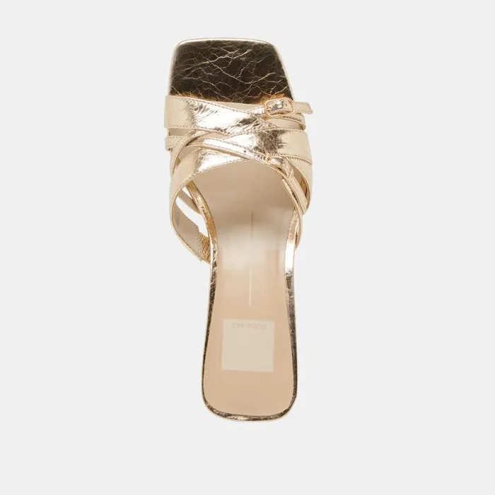 Dolce Vita Bryant Heels Gold Distressed Leather Women Heels