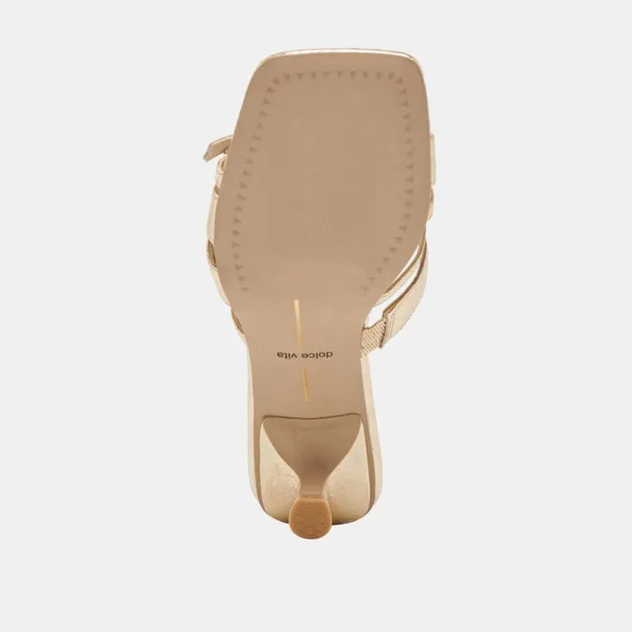 Dolce Vita Bryant Heels Gold Distressed Leather Women Heels