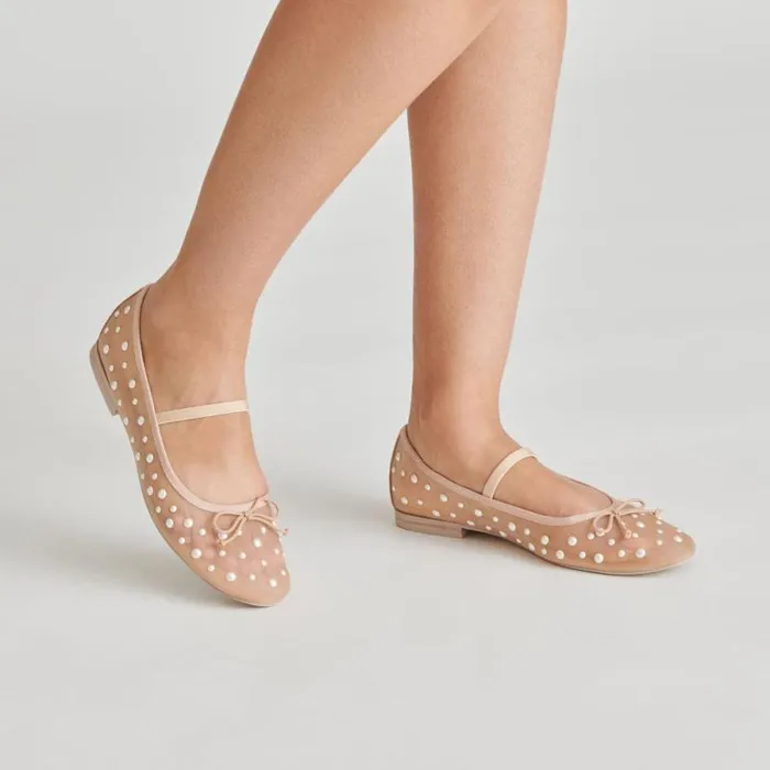 Dolce Vita Cadel Pearl Ballet Flats Blush Mesh Women Flats and Loafers