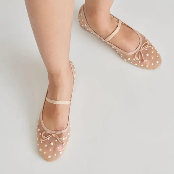 Dolce Vita Cadel Pearl Ballet Flats Blush Mesh Women Flats and Loafers
