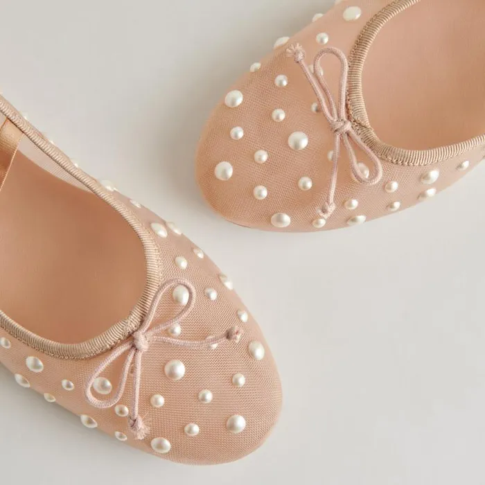 Dolce Vita Cadel Pearl Ballet Flats Blush Mesh Women Flats and Loafers