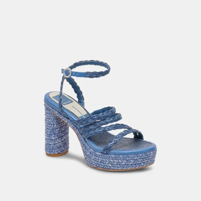 Dolce Vita Catina Heels Blue Raffia Women Heels