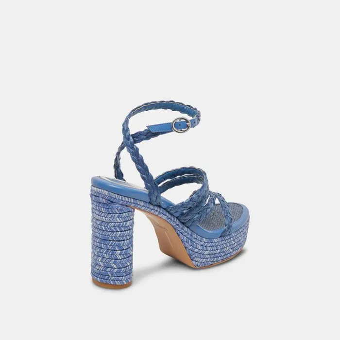 Dolce Vita Catina Heels Blue Raffia Women Heels
