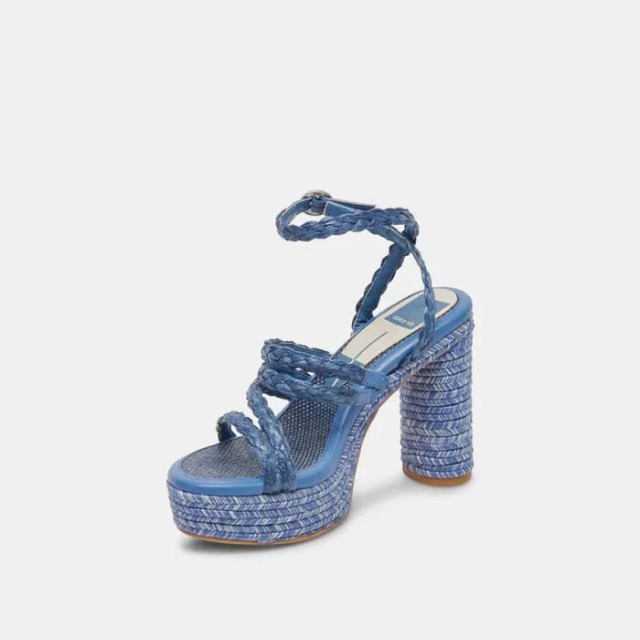 Dolce Vita Catina Heels Blue Raffia Women Heels