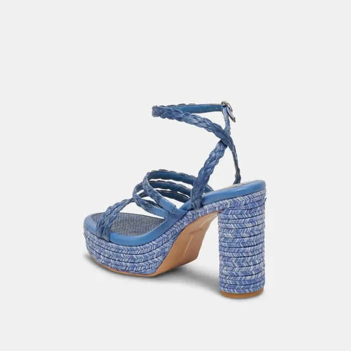 Dolce Vita Catina Heels Blue Raffia Women Heels