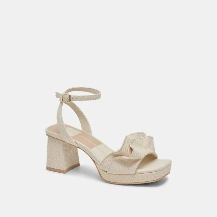 Dolce Vita Cheer Heels Ivory Raffia Women Heels