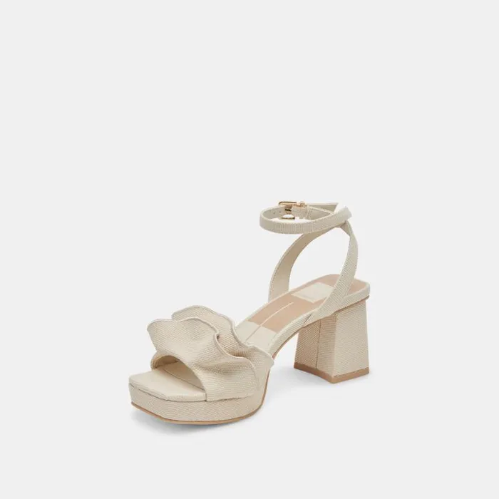 Dolce Vita Cheer Heels Ivory Raffia Women Heels
