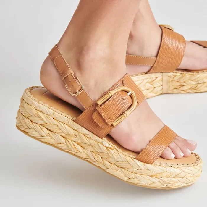 Dolce Vita Chera Sandals Tan Embossed Leather Women Sandals