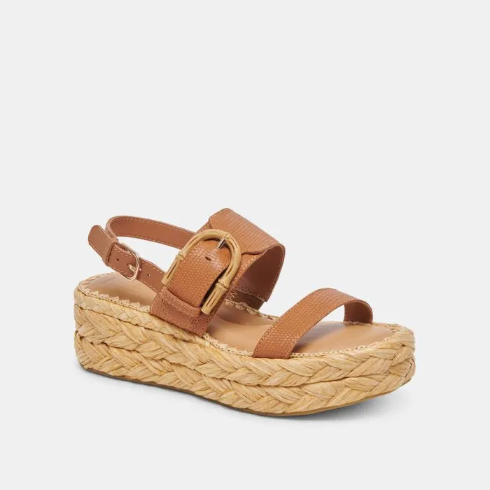 Dolce Vita Chera Sandals Tan Embossed Leather Women Sandals