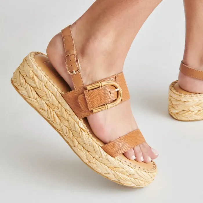 Dolce Vita Chera Sandals Tan Embossed Leather Women Sandals