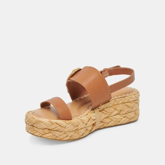 Dolce Vita Chera Sandals Tan Embossed Leather Women Sandals
