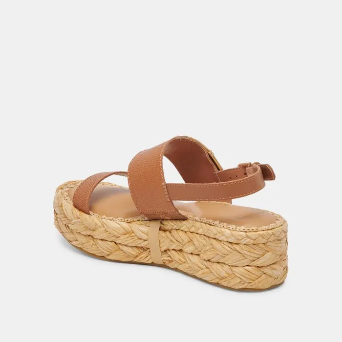 Dolce Vita Chera Sandals Tan Embossed Leather Women Sandals