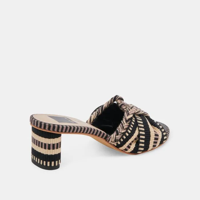 Dolce Vita Dallie Heels Black Multi Woven Women Sandals