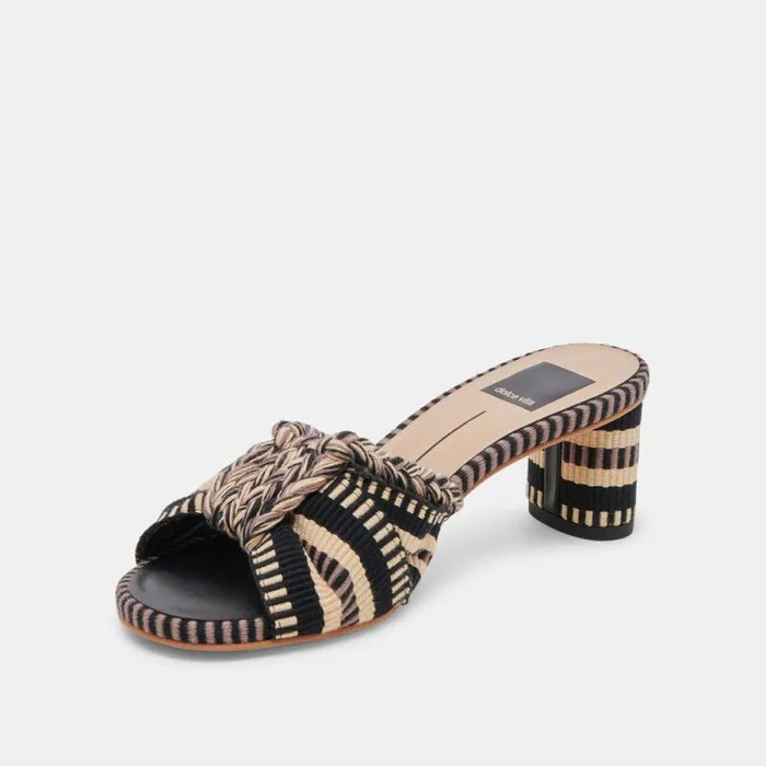 Dolce Vita Dallie Heels Black Multi Woven Women Sandals