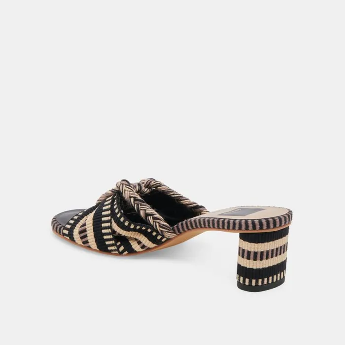 Dolce Vita Dallie Heels Black Multi Woven Women Sandals