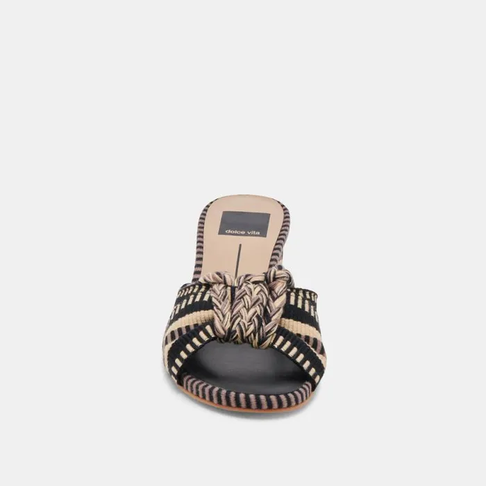 Dolce Vita Dallie Heels Black Multi Woven Women Sandals