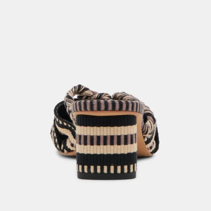 Dolce Vita Dallie Heels Black Multi Woven Women Sandals