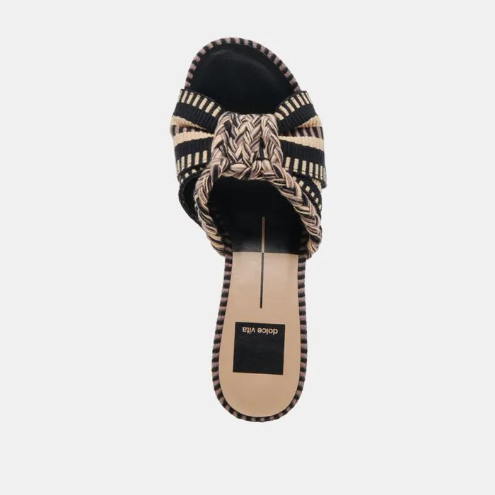 Dolce Vita Dallie Heels Black Multi Woven Women Sandals