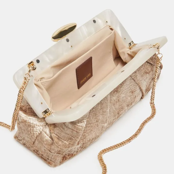 Dolce Vita Danny Clutch Taupe Velvet Women Handbags