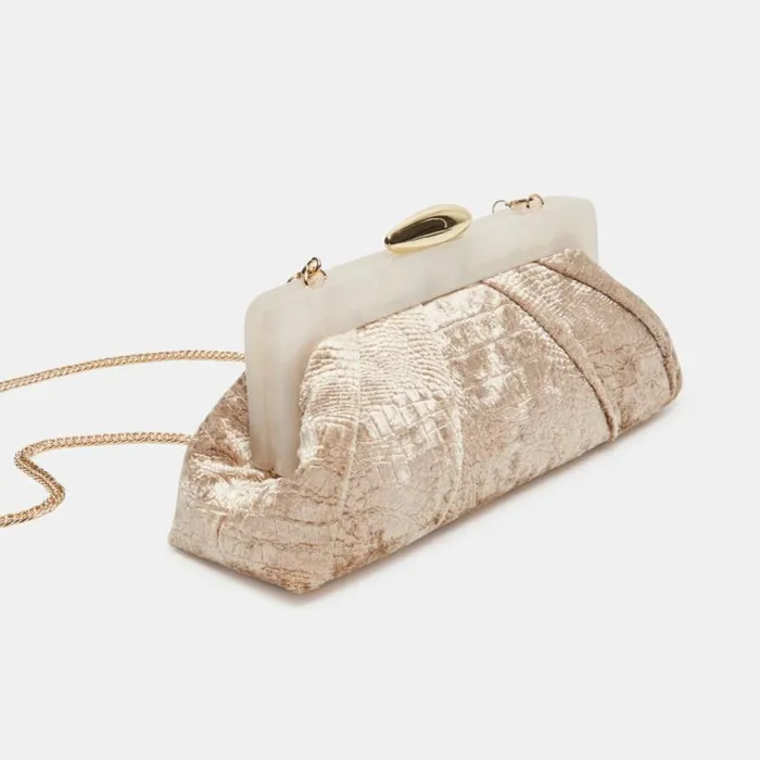 Dolce Vita Danny Clutch Taupe Velvet Women Handbags