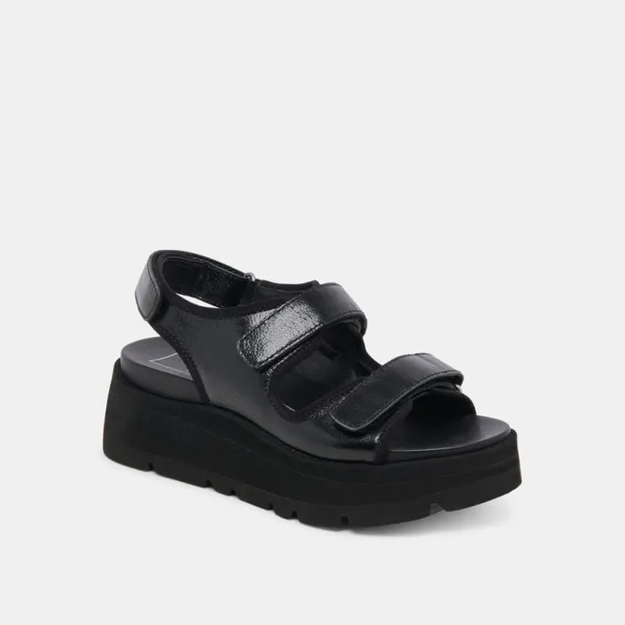 Dolce Vita Dubai Sandals Midnight Crinkle Patent Women Sandals