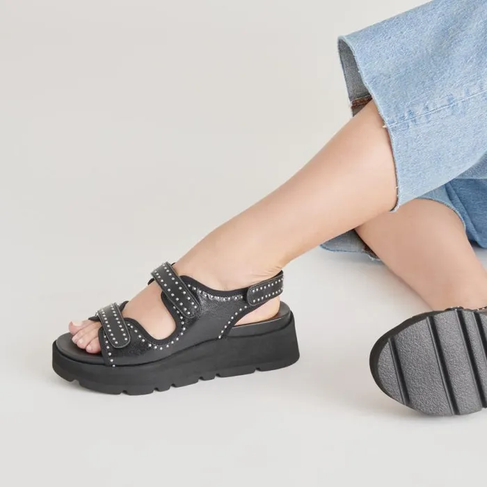 Dolce Vita Dubai Sandals Midnight Crinkle Patent Women Sandals