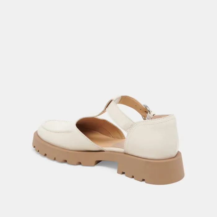 Dolce Vita Emilio Flats Cream Crinkle Patent Leather Women Flats and Loafers