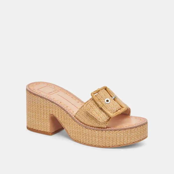 Dolce Vita Era Heels Warm Natural Raffia Women Heels